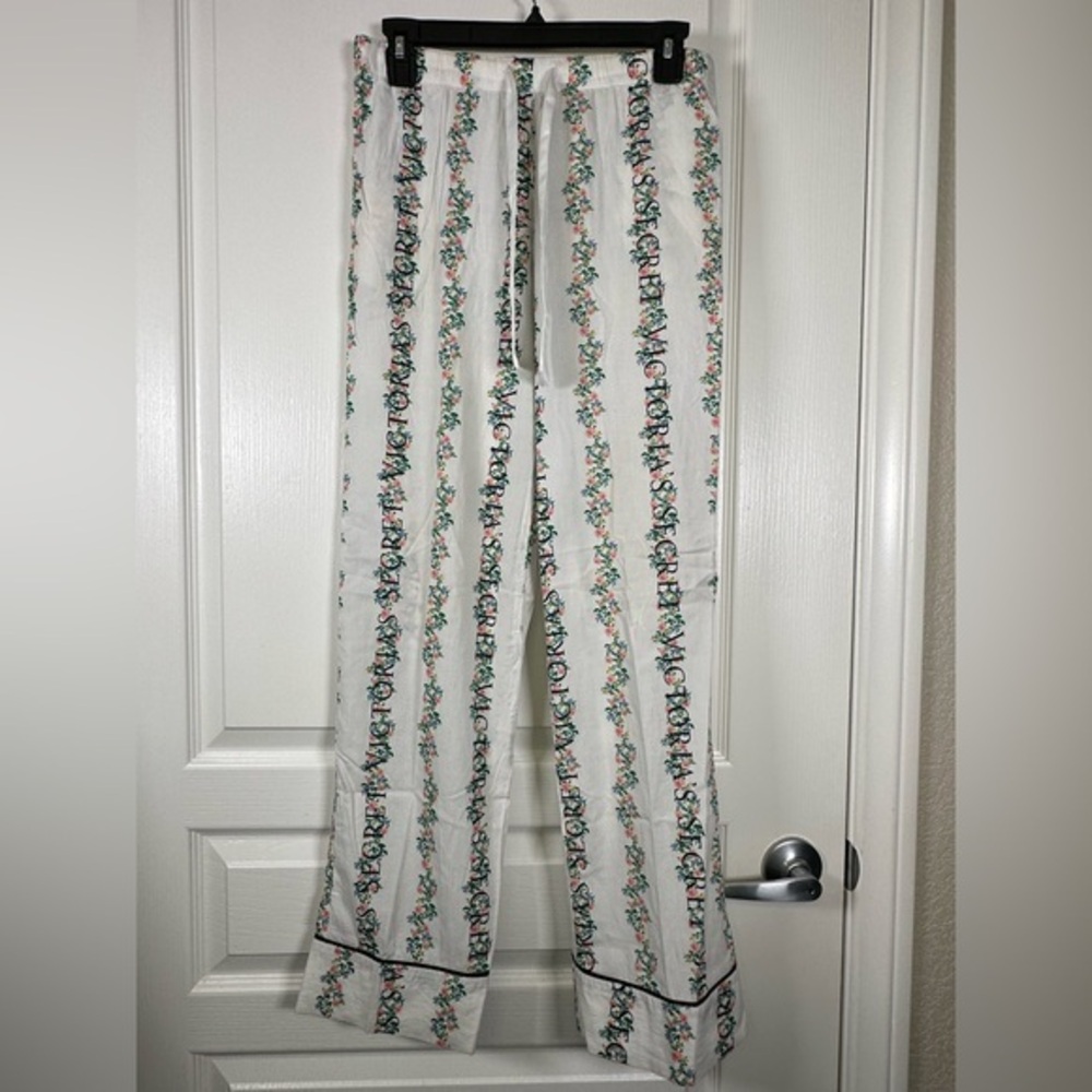 Victoria's Secret White Pocket Pajama Lounge Pants Floral Size XS EUC #2666